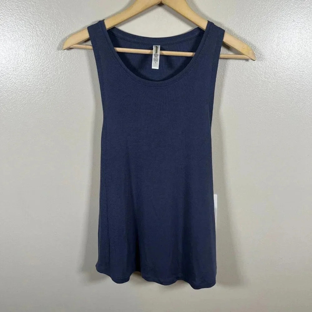 Athleta Well Rested Sleeveless Ribbed Sleep Tank Top Size Medium Blue Comfy